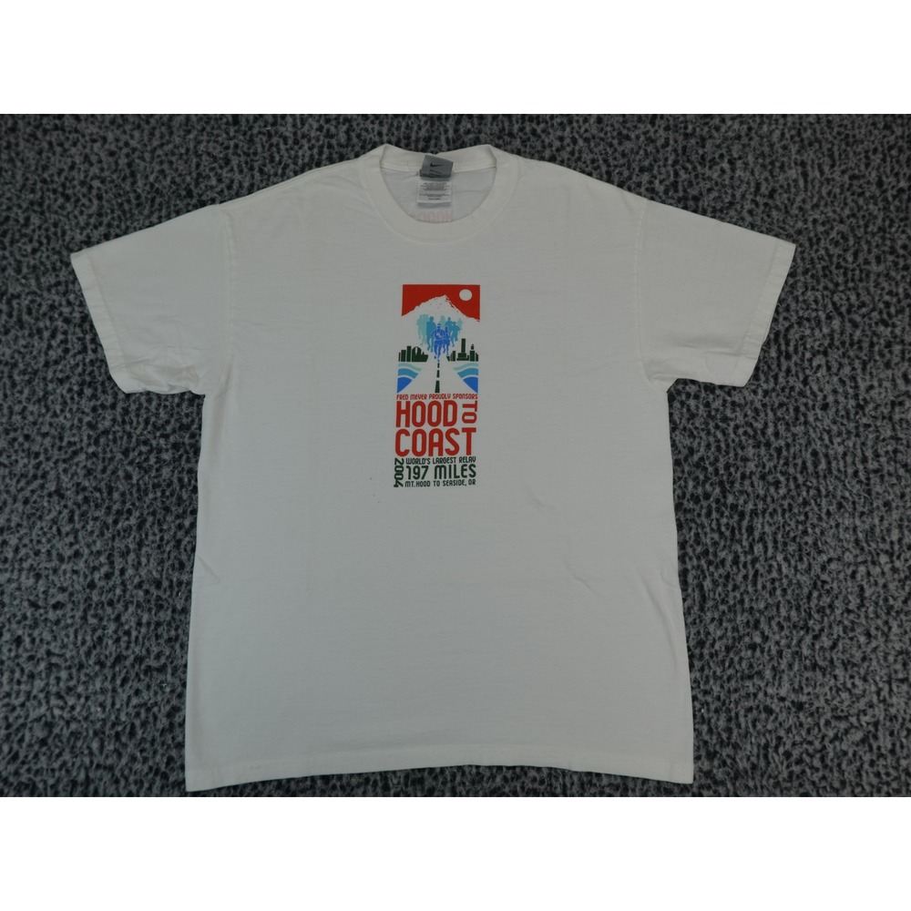 Nike Mens Hood To Coast 2004 Relay Race Graphic T-Shirt White Medium Made in USA
